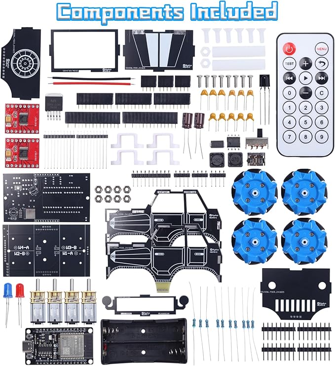 PEMENOL DIY Soldering Robot Car Kit for Teens Aged 15+, Mecanum Wheels 360° Omnidirectional Movement, Dual Remote & WiFi Control, STEM Electronics Project Present for Students & Hobbyists