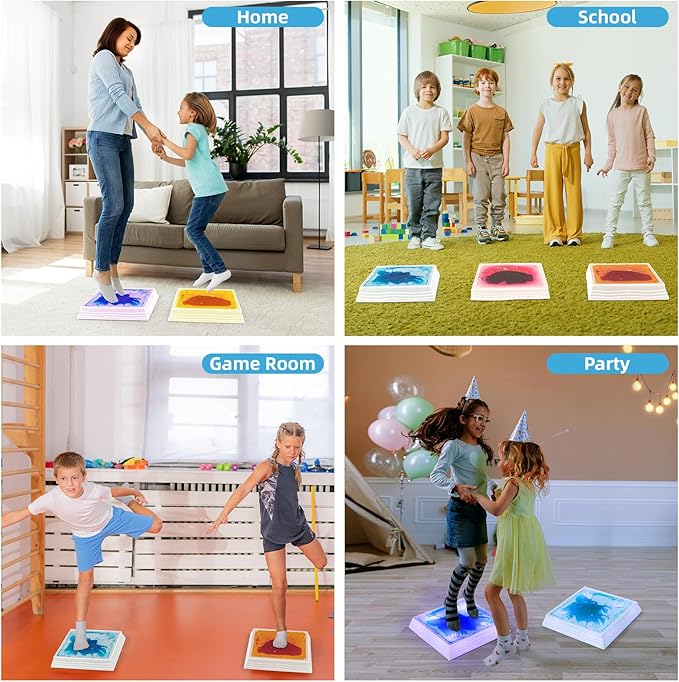 Art3d 12×12 Inch Sensory Interactive Purple Liquid Motion Tiles for Toddlers Kids & Adult - Touch Sensitive 7 Color Changing Flooring Tile for Home Décor, Indoor & Outdoor Activities, 1-Pack