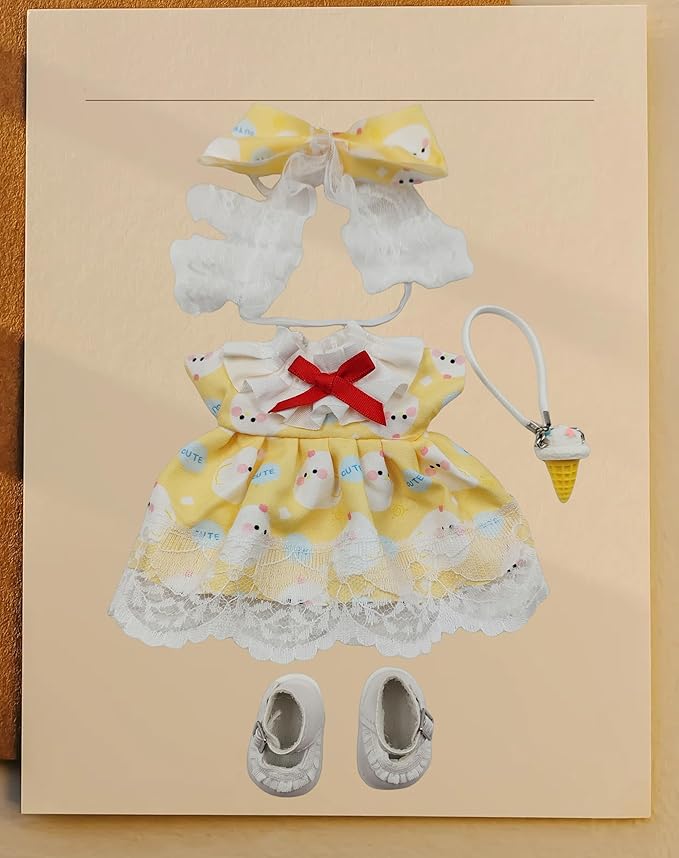 17cm Doll Clothes - 4 Set for 6.7 inches Doll Outfit，Clothing for Dolls Accessories.Cute Clothes for Dress up