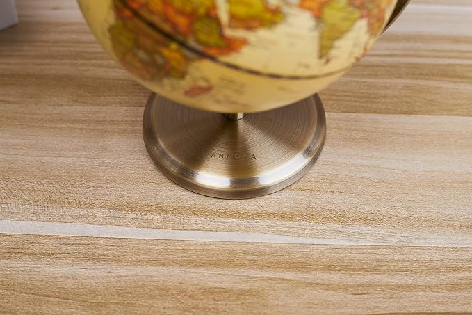 Annova Antique Globe Dia 5.5-inch / 14CM - Educational/Geographic/Modern Desktop Decoration - Stainless Steel Arc and Base - for School, Home, and Office (Antique 5.5“) (Brown-1)