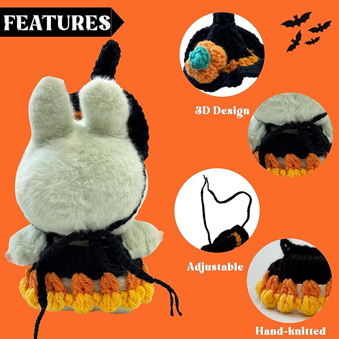 Halloween Clothes for 17cm Doll Outfits, Hat Dress Set for 17cm Dolls, Stylish Adorable Halloween Clothes Accessories (No Doll)