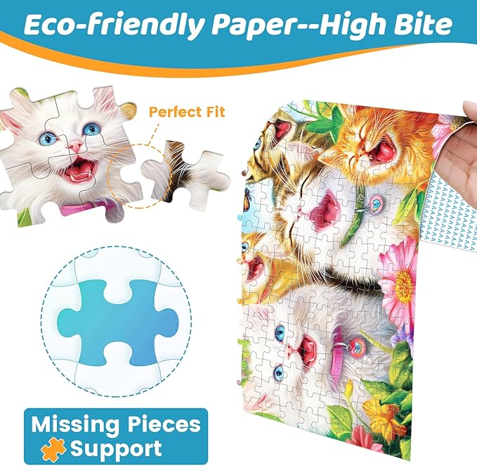500 Piece Puzzles for Adults, Laughing Cats Large Piece Jigsaw Puzzle for Adults Kids Seniors,Recycled Cardboard Puzzle 500 Piece,Family Activity Great Gift for Family Friends 20.5 * 15 in