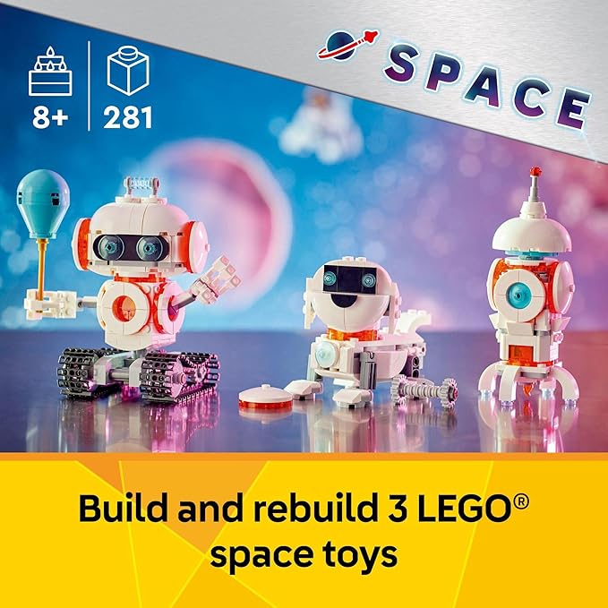 LEGO Creator 3 in 1 Space Robot Toy - Building Toy Kit for Kids with 3 Options, Robot, Spaceship, or Dog - 8 Year Old Boy & Girl Birthday Gifts - 31164