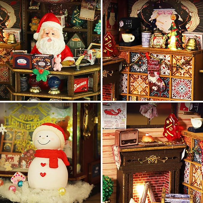 Christmas Miniature Dollhouse Kit, DIY Dollhouse Miniature House Kit for Adults, Tiny House Kits Mini Model Building Sets with Music (Christmas Wonderland)