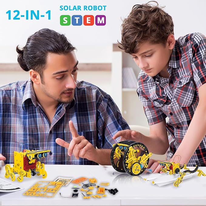 AESGOGO STEM Projects for Kids Ages 8-12, Solar Robot Science Building Kits, Birthday Gifts for 8 9 10 11 12-16 Year Old Boys Girls Teens, Robotics Powered by Sun or Battery(Not Include).