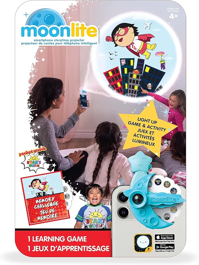 Moonlite Storytime - Ryan's World - Memory Challenge - A Magical Read Together - Projector Sold Separately - Digital Story Disc w/ Sound FX - Learning Gifts for Kids Ages 1 Year & Up