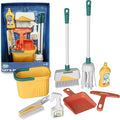 8-Piece Cleaning Playset for Toddlers - Broom, Mop, Pail, Dustpan, Brush, Squeegee, and Pretend Bottles - Perfect for Imaginative Play and Skill Building