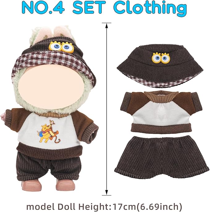 4 Pack—17cm Doll Clothes,Premium Doll Outfit with Accessories,Doll Princess Skirt,Cute Clothes Outfit for 17cm Dolls,End Dolls Fashion Clothing Set(No Dolls and Shoes) (Set N)