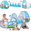 PigPigPen 3 in 1 Kids Play Tent with Tunnel and Ball Pit for Boys Girls, Toddler Pop Up Playhouse Toy for Indoor Outdoor (Jungle 3pc Play Tent)