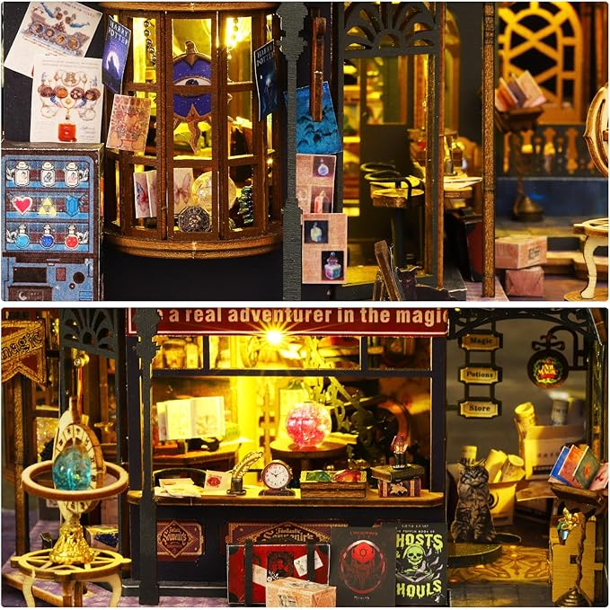 Miniature Dollhouse Kits, Tiny House Kit and Light, Doll House Kits for Adults to Building, Unique Gift for Birthday Christmas Day, Time Castle