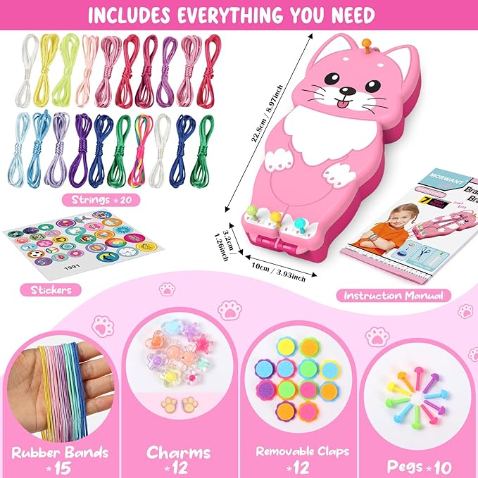Bracelet Making Kit for Girls - Arts and Crafts for Kids Ages 8-12 - Friendship Bracelet String Maker Set Toys - Best Christmas Birthday Gifts - Charming Animal Shaped Weaving Loom (Large)