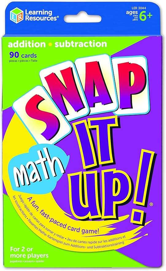 Learning Resources Snap It Up! Math: Addition and Subtraction Card Game,90 Cards, 2-6 players, Grades 1+, Ages 6+