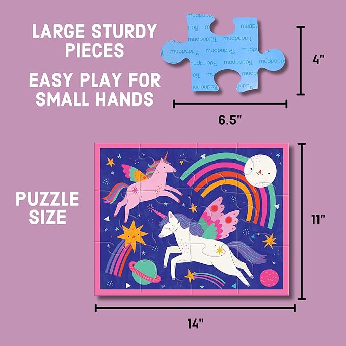 Mudpuppy Unicorn Magic – 12 Piece Puzzle with Reusable Zipper Pouch Featuring Colorful and Fun Illustrations of Magical Unicorns Perfect for Easy Storage and Travel