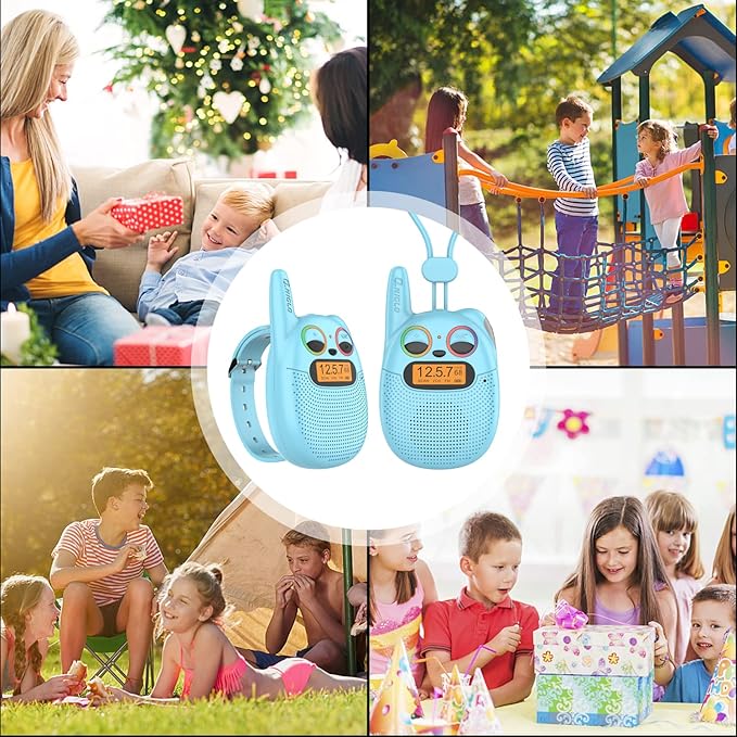 Qniglo Walkie Talkies for Kids Rechargeable 2 Pack,Christmas Birthday Gifts Toys for Age 3-12 Boys Girls, Long Range Kids Walkie-Talkie with FM Radio for Family Adventure Camping Hiking Spy Games