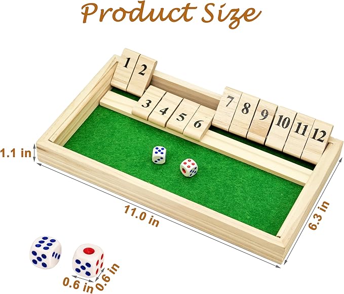Alzheimers Products for Elderly, 12 Numbers Memory Games for Dementia Patients Seniors, Wooden Shut The Box Dementia Products for Elderly, Fidget Sensory Busy Board Gadgets Gifts Activities