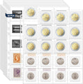 600 Pockets Acid Free Coin Sleeves, Non Stick and Non Glare, Fit for Coin Flips 2x2 inch, 3 Ring Binder Sleeves Clear Plastic Stamp Collecting Supplies, 30 Pack