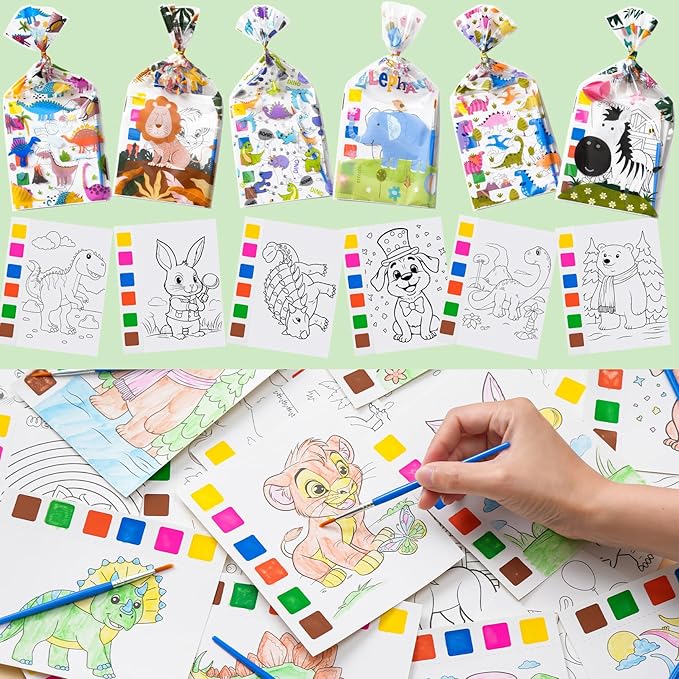 Rotu Party Favors for Kids 4-8, 15 Pack Goodie Bags Stuffers for Kids Paint with Water Coloring Books for Ages 8-12 Watercolor Painting Set Birthday Gifts Classroom Prizes, 106Pcs