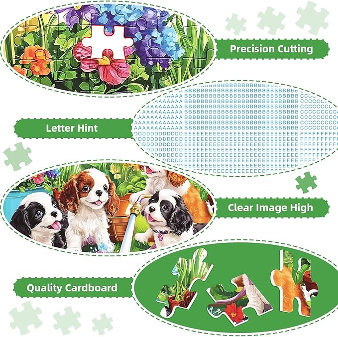 300 Pieces Cute Dogs Puzzles for Adults,Large Pieces Puzzle for Teens Seniors,Fun Puzzles 300 Piece for Kids Ages 8-10 10-12,Challenging Jigsaw Puzzle for Family,Great Gift for All Ages,20.5 x 15 in