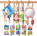 TUMAMA Car Seat Toys 3 6 9 12 Months, Plush Animal Rattle Mirror Soft Crinkle Book Baby Enlightenment Toy Set, Newborn Crib Stroller Play Gym Hanging Toys