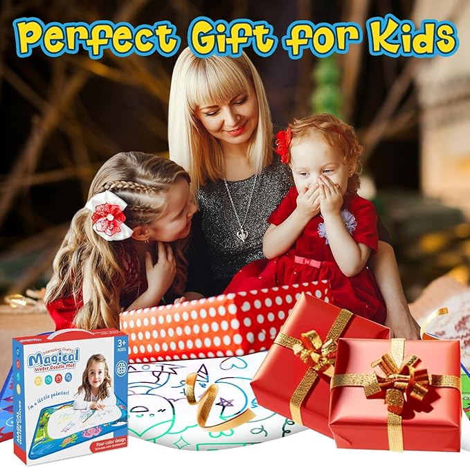Water Doodle Mat 40 x 32 Inch Painting Doodle Toddler Toys, Water Drawing Mat, Large Magic Drawing Doodling Mat Educational Toys for Kids Age 3 4 5 6 7 Toddler Boys Girls Christmas Birthday Gifts
