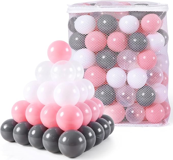 Ball Pit Balls Pack of 100 200 500 - Star and Round Set BPA Free Phthalate Free Non-Toxic Crush Proof Play Balls Soft Plastic Balls for Toddlers Baby Kids Birthday Pool Tent Party