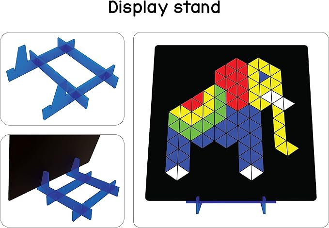 New Magnetic Puzzles : Triangles - Includes 250 Colorful Magnets 100 Puzzles Magnetic Board Display Stand
