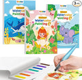 TECJOE 3 Pack Paint with Water Coloring Books for Toddlers, Watercolor Painting Set with 6 Brushes, Travel Activities for Kids Ages 1-3 4-8, Birthday Gifts Arts & Crafts Toy, Princess, Forest & Sea