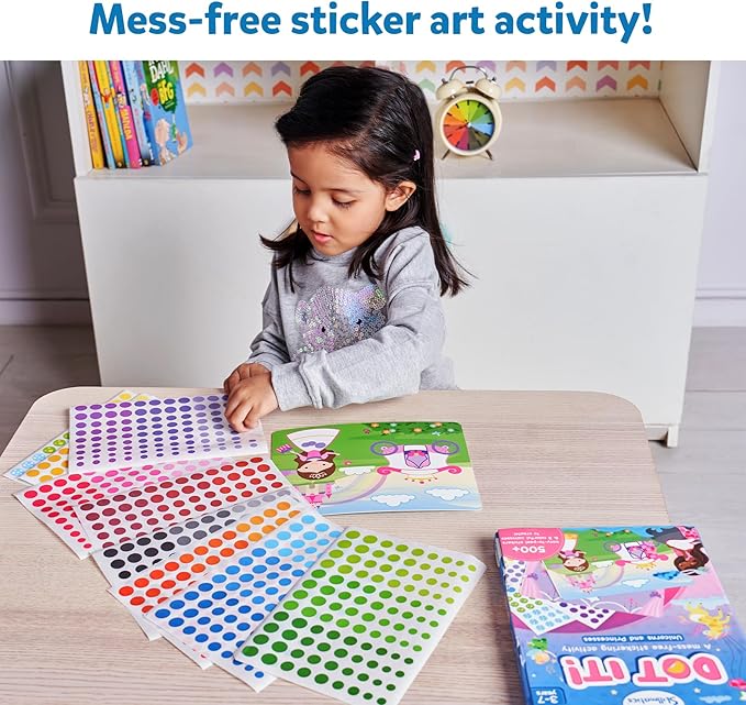 Skillmatics Dot It Sticker Art - Unicorns & Princesses, Mess-Free Craft Kits, 500+ Stickers, Stocking Stuffers, DIY Scrapbooking, Travel Activity, Christmas Gifts for Girls & Boys Ages 3, 4, 5, 6, 7