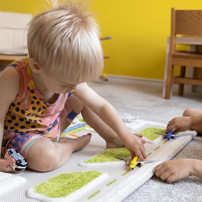 IVI Mini City 59" L x 39" W Educational Toddler Car Play Mat Rug for Bedroom, Kids Den, or Playroom