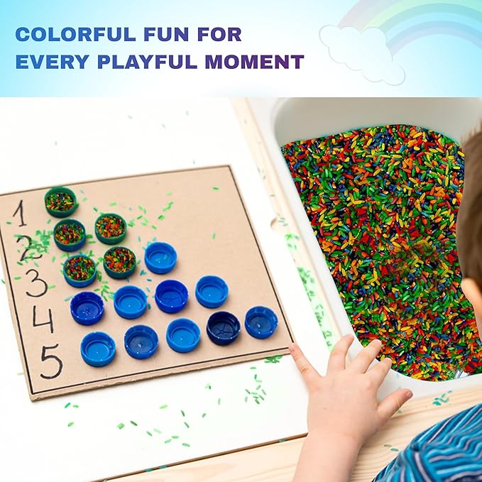 Colored Rice in Vibrant Colors, Sensory Bin Filler, Rainbow Rice for Art & Craft, Creative Learning & Color Perception, Non-Toxic, Safe for Kids & Pets, Made in The USA (2lbs) (Mix-2)