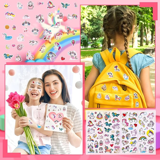 36 Sheets Unicorn Stickers for Kids - 900+ 3D Puffy Stickers Fantasy Theme | Magical, Rainbow, Stars | Reusable, Waterproof | Crafts, Journals, Party Favors