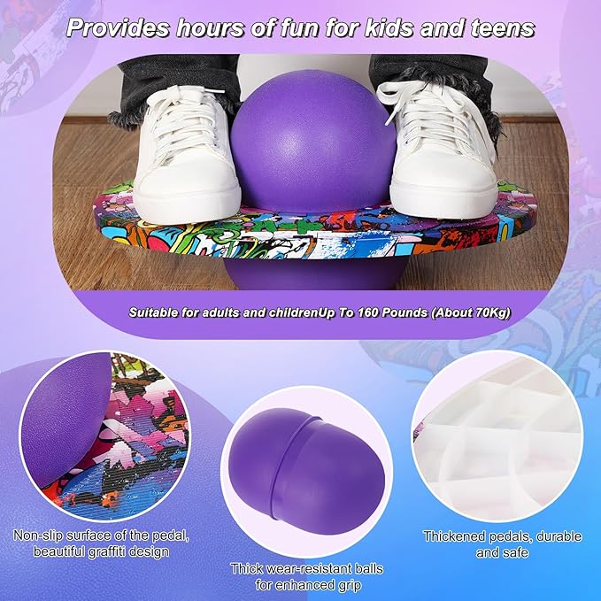 Junkin 2 Pcs Pogo Ball Trick Board Toy Balance Board Pogo Balance Bounce Ball with Pump and Strong Grip Deck for Fun Challenge Fidget Indoor,Outdoor Toys