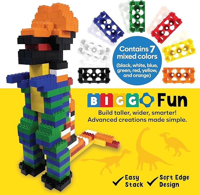 BiggoBlocks Large Building Blocks for Kids Ages 3-8 – 336 Piece Mega Set – Indoor & Outdoor STEM Toy for Boys & Girls