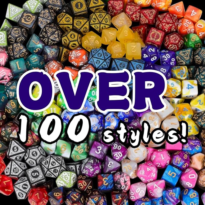 QMAY Polyhedral Dice - 8PCS Mystery Dice Set, Various Styles, Random D&D Dice Patterns & Dice Bag, DND Gifts, Suitable for Dungeons and Dragons, RPG, MTG,Role Playing Table Game