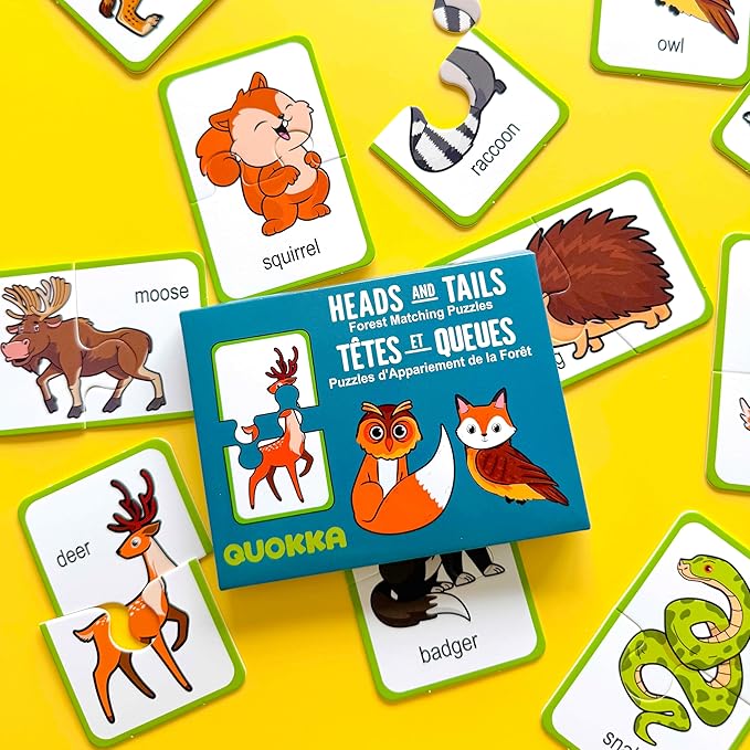 QUOKKA Toddler Puzzles Ages 2-4 – 100% Self-Correcting 16 Matching Pairs of Wood Animals – Educational Toddler Puzzles Ages 1-3 with 32 Pieces - Memory Matching Games for 3-5 Years Old Boys and Girls