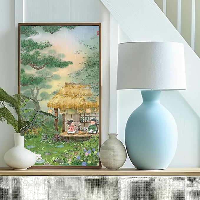 MOMIBOOK 1000 Piece Puzzle for Adults Jigsaw Puzzles of Listening to The Rain Halfway Through The Mountain, Painting Image Challenging Hard Impossible Puzzle Unique Christmas Birthday Gifts
