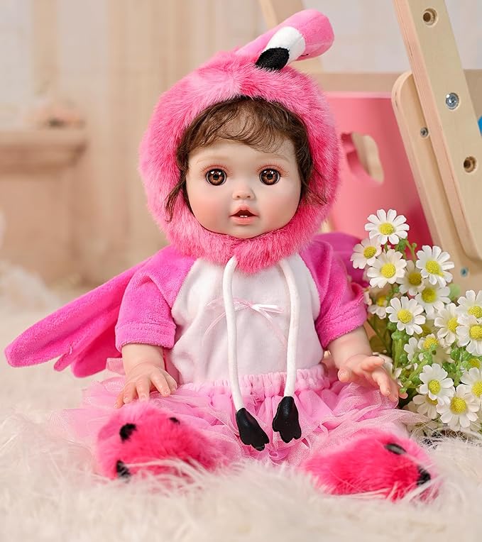 Reborn Baby Dolls, 18inch Large Realistic Hand-Rooted Hair Lifelike Baby Dolls with Accessories for 3+ Year Old Girls Gifts, Pretend Play, Collection