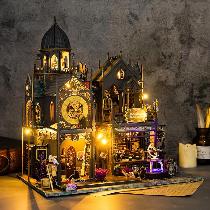 Miniature House Kit, Tiny House Kit with Light, DIY Mini House Building Kits for Adults to Building, Unique Gift for Birthday Christmas, Magic Castle