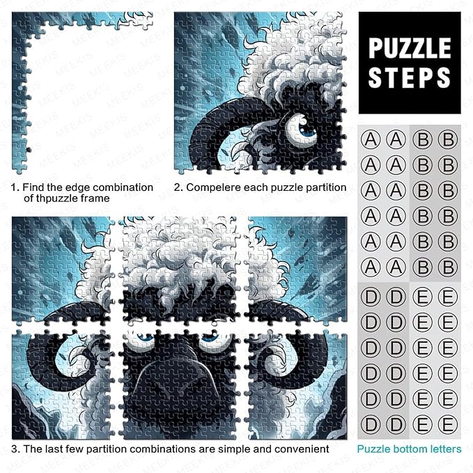 Sheep Thickened Wooden Jigsaw Puzzles for Adults Fun 500 Pieces 3D Animal Education Game Toy Intellectual Game Stress Relief Toy Decoration Relaxation and Intelligence 500pcs (52x38cm)