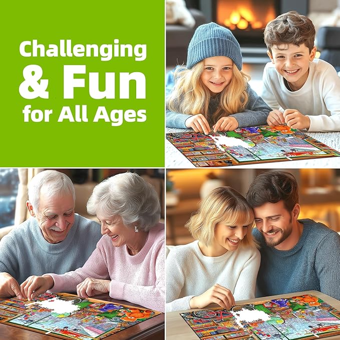 Fantasy Toy Store 500 Piece Jigsaw Puzzle for Adults Adventure Vintage Scene Shop Fun Puzzles with Letters on Back Bears Bicycles Unique Challenge Gift Toy for Family Seniors (23"X15")