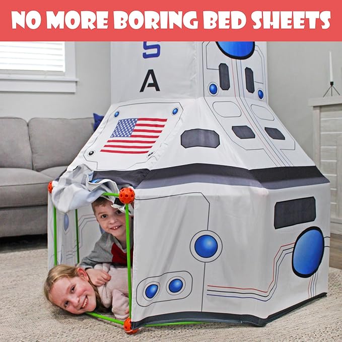 Attatoy Ultimate Play Fort Kit (83-Piece Set), Stick and Ball Fort Building Kit w/ 3 Play Tent Covers