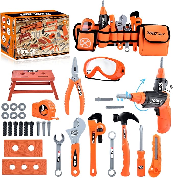 Kids Tool Set Toddlers Tool Kit 3 4 5 Year Old Construction Toys for Boys Birthday Gifts Age 3 4 5