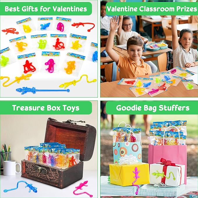 40pcs Sticky Gecko Toys Party Favors Kids Goodie Bag Stuffers Sticky Finger Bulk Stretchy Lizard Toys Treasure Box Prize Pinata Fillers Classroom Rewards Birthday Party Supplies Treat Toddler Boy Girl