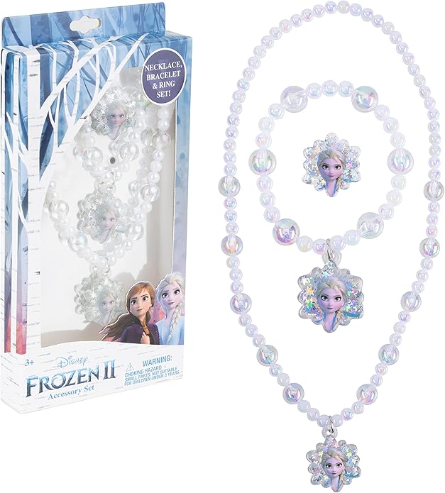 LUV HER Girls Jewelry Set - Dress Up Toy Jewelry Box Set with Bead Necklaces, Bracelets, and Rings - Frozen Play Accessories - Ages 3+