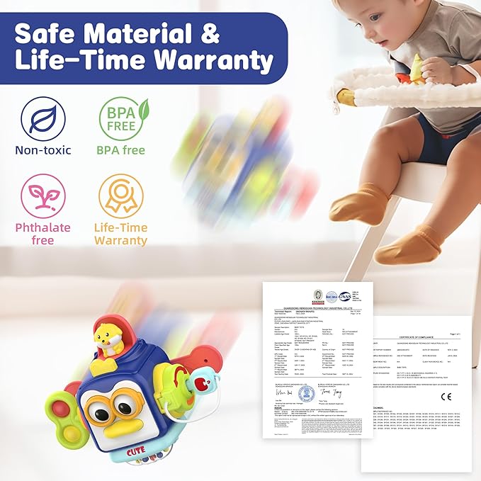 SOONYANG Montessori Toys for 1 Year Old, Activity Cube Toys for 1 Year Old Boy,Travel Sensory Toy for Toddlers 1-3, One Year Old Boy Birthday Gift, Learning Baby Toy 12-18 Months