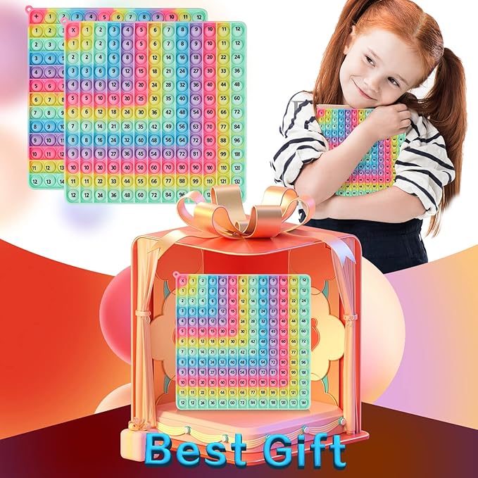 Multiplication Game Table Division Flash Cards 3rd Grade pop-up Fidget Math Toy, Create Various Math Learning Toy Times Table Number Blocks (Multiplication and Addition Tables)