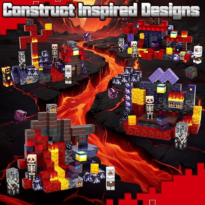 2025 Updated Magnetic Blocks Toys for Kids, 150 Dungeon-Themed Building Blocks, Stacking Magnets, STEM Montessori Sensory Toys for Boys and Girls Age 3 4 5 6 7 8 9 10