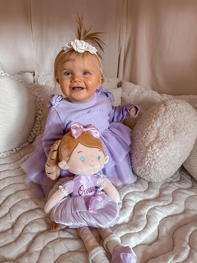 LeyaDoll Soft Baby Doll Toys (16''), My First Baby Rag Doll for 1 Year-Old Girl Birthday Gift, Christmas Plush Toys Gift for Toddler Kids Infants-Princess Aurora