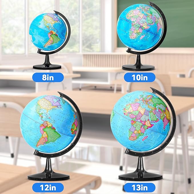 GOCHANGE Globes for Kids, 12in Geography Educational Globe for Students & Teachers, 360° Spinning Globe for Age 8+ Children's Educational Tools & Desk Decorations & Gifts