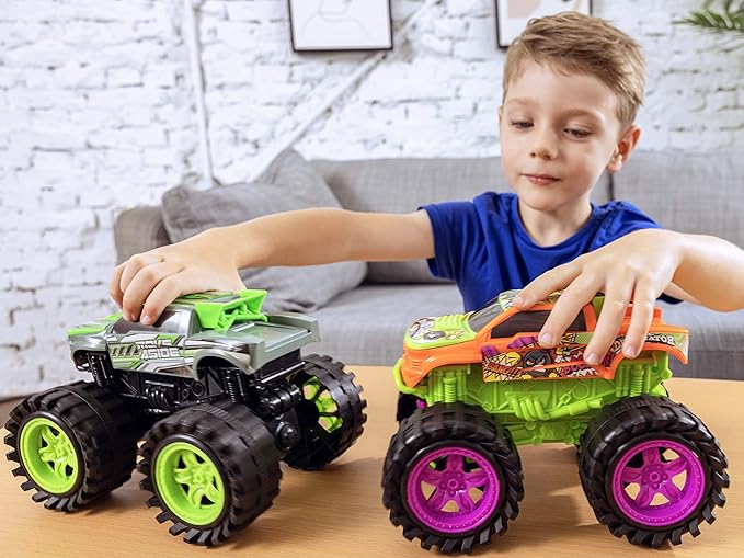 Exploding Monster Truck Toy with Explosive Crash Sounds and Lights, Smash It Up Again and Again, 8.7” Monster Truck Toys for Boys Kids Ages 3, 4-7 & Above | Toddler Toys for 3 Year Old Boys Gift